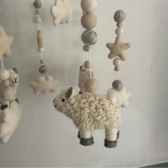 Wool Felt Sheep Baby Mobile - Picture 7 of 9